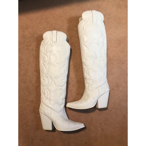 Jeffrey Campbell Shoes - Womens size 8 over the knee white cowboy boots